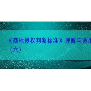 《商标侵权判断标准》理解与适用（六）